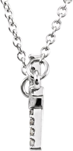 Platinum Round Natural Diamond Sideways Cross Necklace - view 6