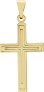14K Gold Grooved Cross Pendant – 25.9x12mm - Yellow Gold