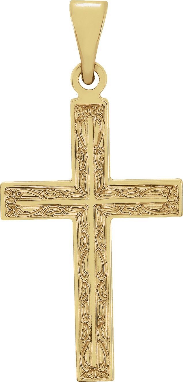 14K Gold Cross Necklace or Pendant – 25.9x12mm - Yellow Gold
