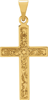 14K Gold Floral Cross Necklace or Pendant - Yellow Gold