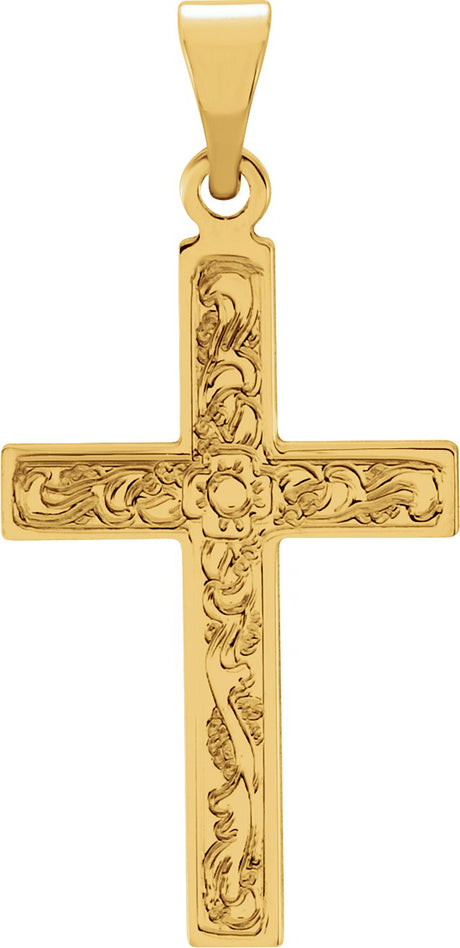 14K Gold Floral Cross Necklace or Pendant - Yellow Gold