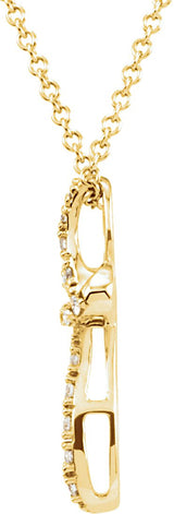 14K Gold Round Natural Diamond Cross Necklace - Yellow Gold - view 4