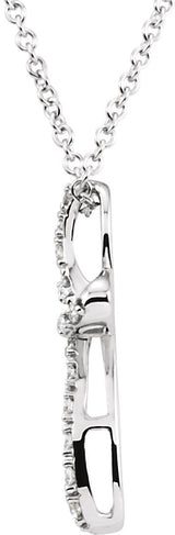 14K Gold Round Natural Diamond Cross Necklace - White Gold - view 4