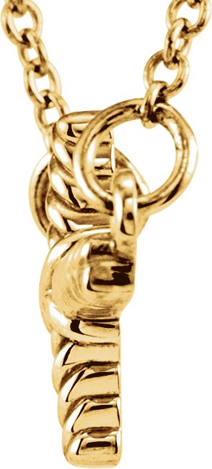 14K Gold Rope Sideways Cross Necklace - Yellow Gold - view 2