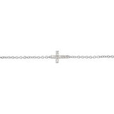 14K Gold Round Natural Diamond Youth Sideways Cross Bracelet - view 6