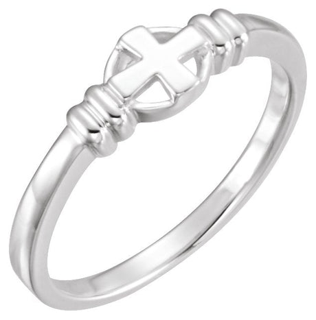 14K Gold Cross Chastity Ring II - White Gold
