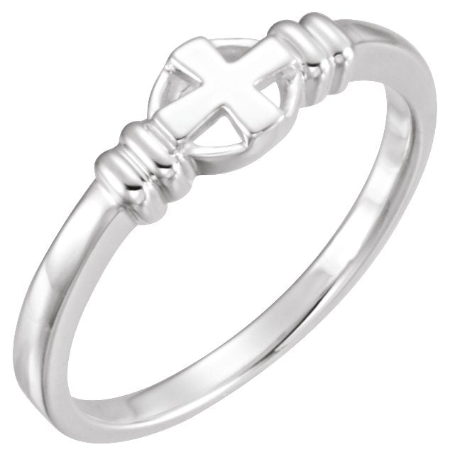 14K Gold Cross Chastity Ring II - White Gold