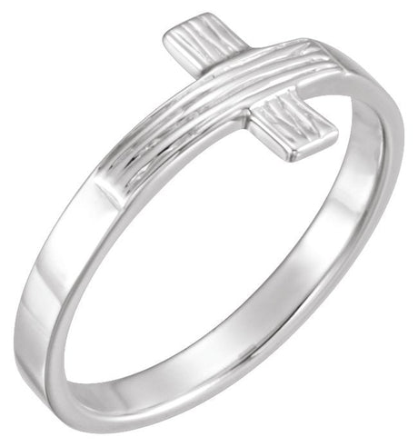 14K Gold The Rugged Cross Chastity Ring III - White Gold