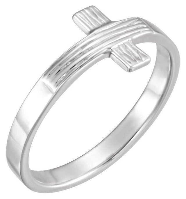 14K Gold The Rugged Cross Chastity Ring III - White Gold