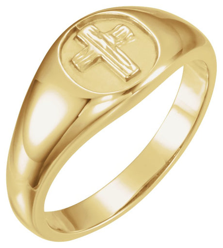 10K Gold The Rugged Cross Chastity Ring - Yellow Gold