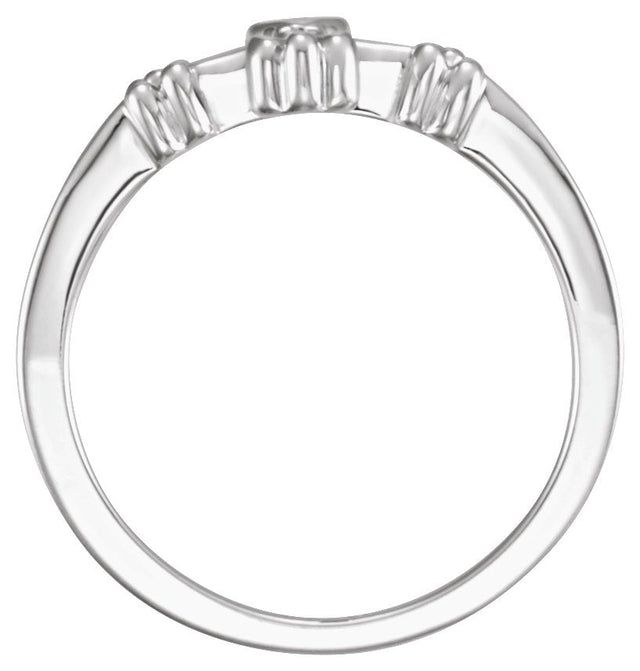 14K Gold Round Natural Diamond Cross Ring – 1mm Stones - White Gold - view 4