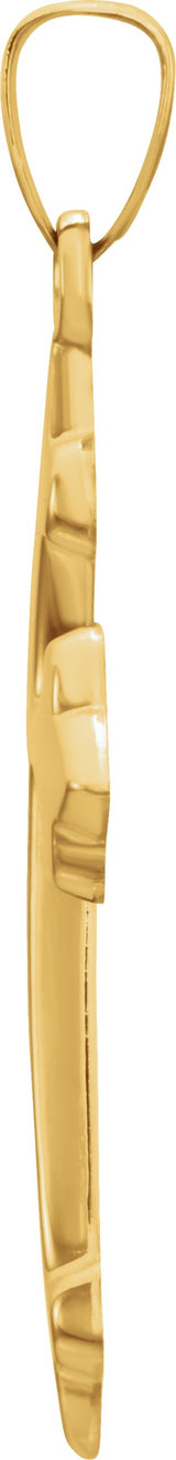 14K Gold Hollow Cross Pendant – 32.2x17.7mm - view 2