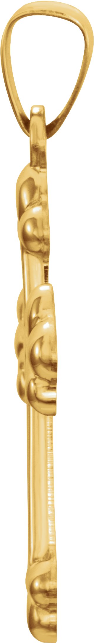 14K Gold Hollow Cross Pendant – 27x14mm - view 2