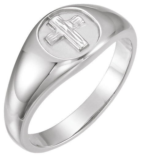 10K Gold The Rugged Cross Chastity Ring - White Gold