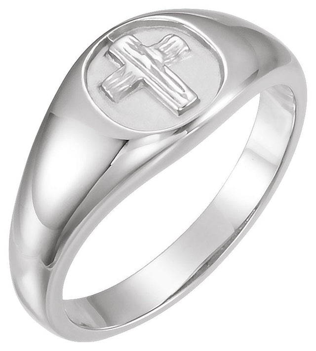 10K Gold The Rugged Cross Chastity Ring - White Gold