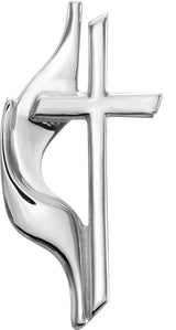 14K Gold Methodist Cross Lapel Pin - White Gold