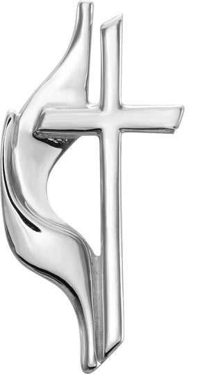 14K Gold Methodist Cross Lapel Pin - White Gold
