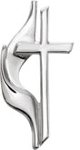 14K Gold Methodist Cross Lapel Pin - White Gold