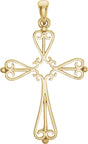 10K Gold Sculptural Cross Pendant - Yellow Gold