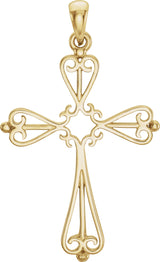 18K Gold Sculptural Cross Pendant