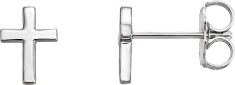 14K Gold Cross Earrings – 6x4mm - White Gold