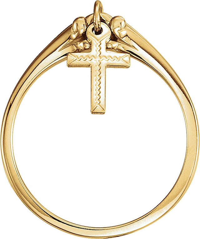 14K Gold Cross Ring - view 2