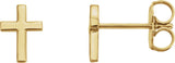 14K Gold Cross Earrings – 6x4mm - Yellow Gold