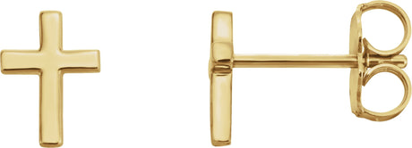 14K Gold Cross Earrings – 6x4mm - Yellow Gold