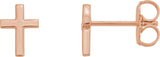 14K Gold Cross Earrings – 6x4mm - Rose Gold