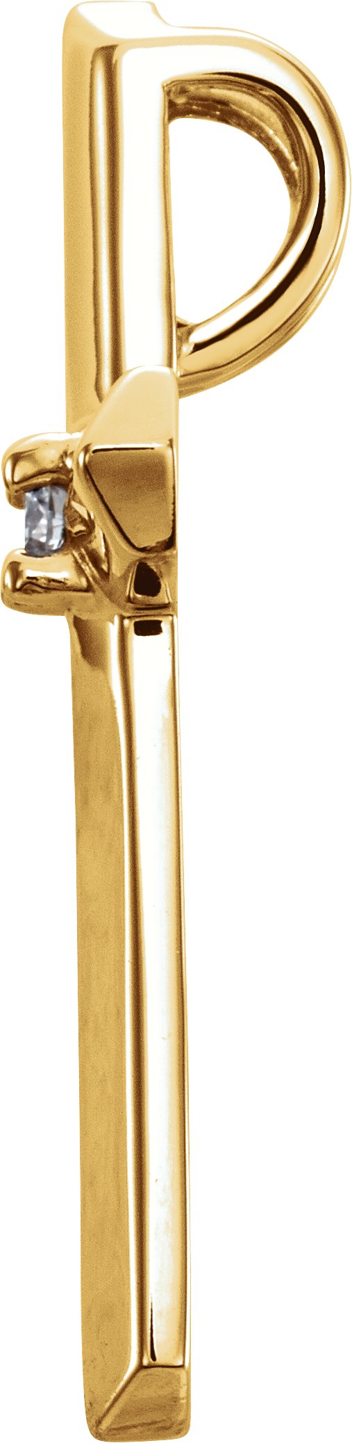 14K Gold Round Natural Diamond Solitaire Cross Pendant – 2mm Stones - Yellow Gold - view 3