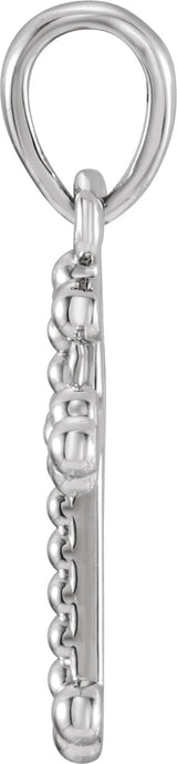 14K Gold Beaded Cross Pendant – 19.2x8.9mm - White Gold - view 2