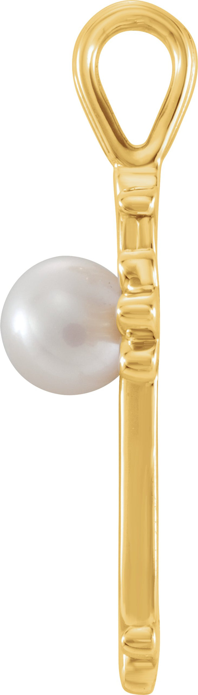 Platinum Cultured White Freshwater Pearl Pearl Cross Pendant - view 3