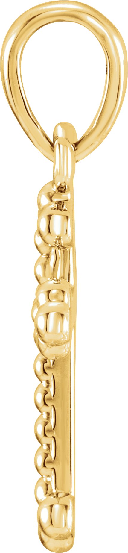 14K Gold Beaded Cross Pendant – 19.2x8.9mm - Yellow Gold - view 2