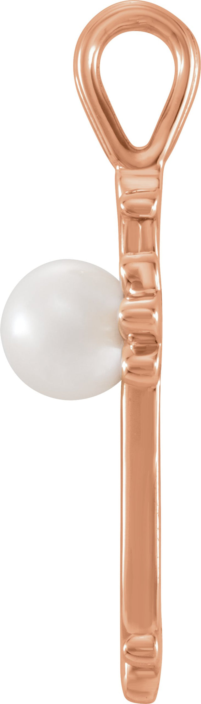 14K Gold Cultured White Freshwater Pearl Pearl Cross Pendant III - Rose Gold - view 2