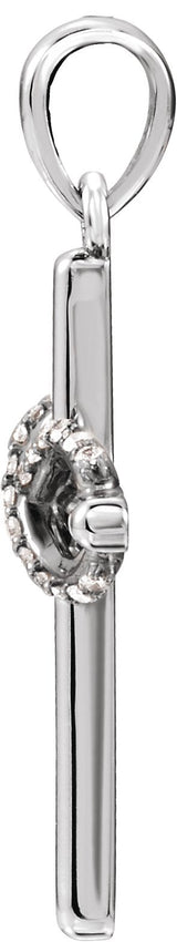 Platinum Round Natural Diamond Infinity-Inspired Cross Pendant - view 4