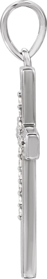14K Gold Round Natural Diamond Cross Pendant – 0.07 CTW - White Gold - view 4