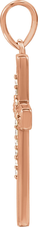 14K Gold Round Natural Diamond Cross Pendant – 0.07 CTW - Rose Gold - view 4
