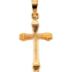 14K Gold Hollow Cross Pendant – 19.2x11mm
