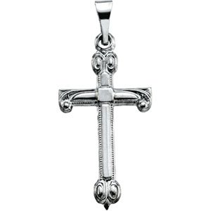 14K Gold Cross Pendant – 22.5x12mm - White Gold