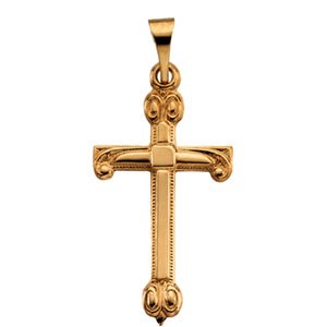 14K Gold Cross Pendant – 22.5x12mm - Yellow Gold