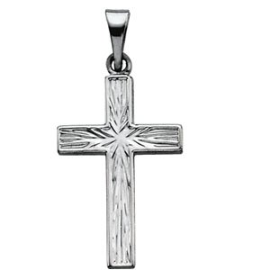 14K Gold Cross Pendant – 20.5x12mm - White Gold
