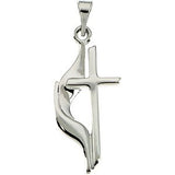 14K Gold Methodist Cross Necklace or Pendant - White Gold