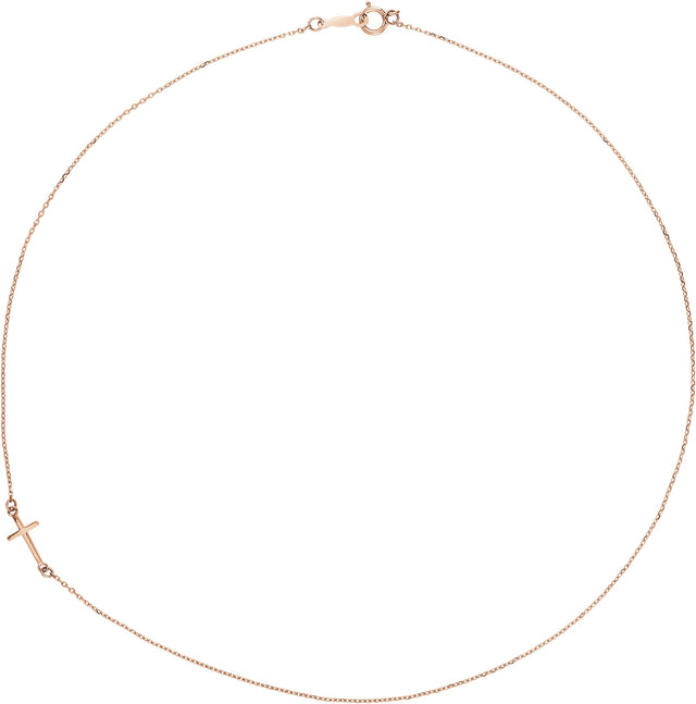 14K Gold Sideways Cross Necklace – 14.4x6.8mm - Rose Gold - view 2