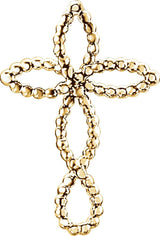 14K Gold Beaded Cross Pendant – 21.1x14.2mm - Yellow Gold