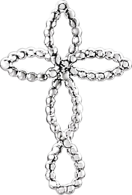 Platinum Beaded Cross Pendant – 21.1x14.2mm