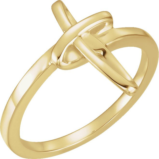 14K Gold Cross Ring II - Yellow Gold