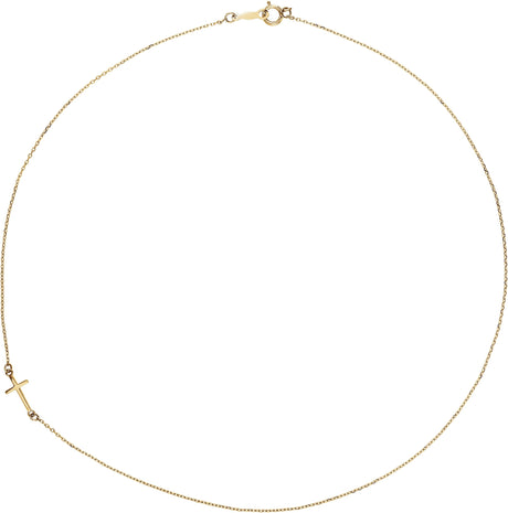 10K Gold Sideways Cross Necklace - view 2