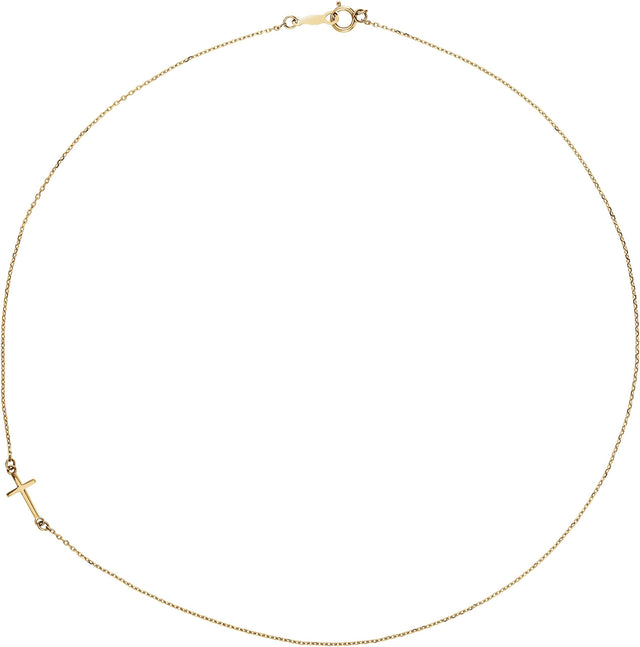 10K Gold Sideways Cross Necklace - view 2