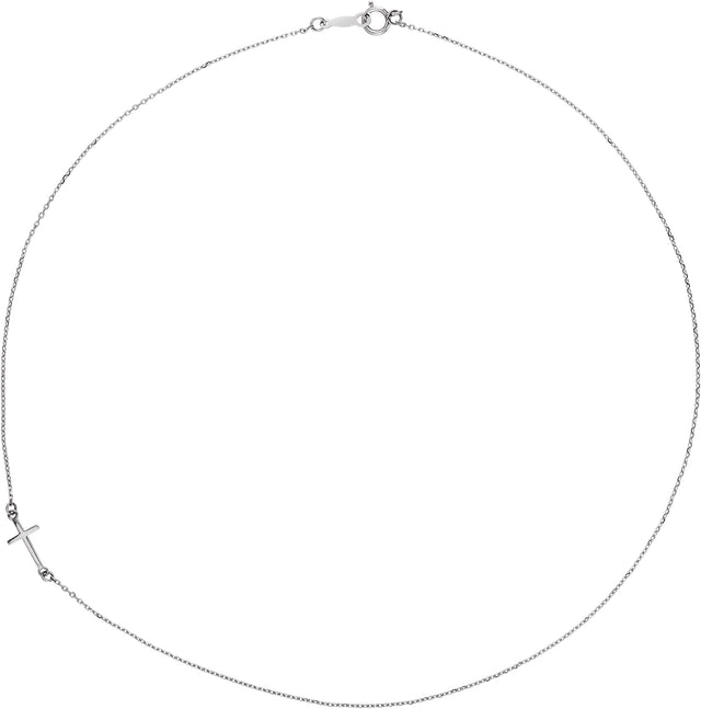 14K Gold Sideways Cross Necklace – 14.4x6.8mm - White Gold - view 2
