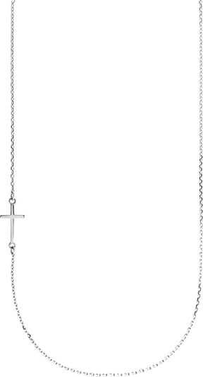 Platinum Sideways Cross Necklace